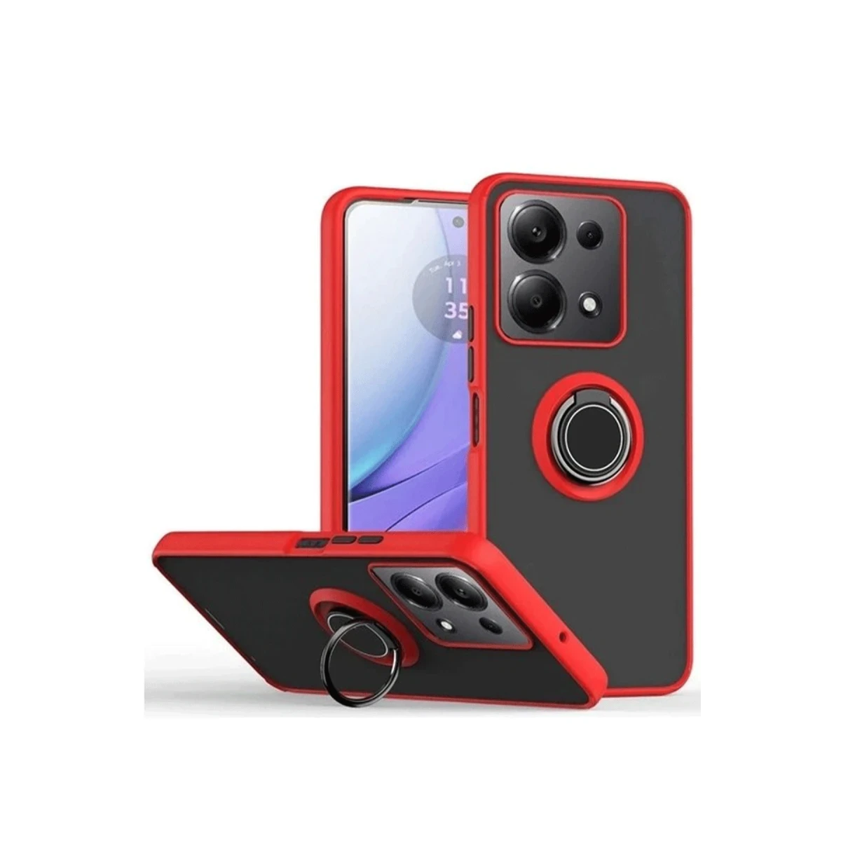 Xiaomi Redmi Note 13 Pro 4G Montreal Yüzüklü Silikon Kapak - Kırmızı