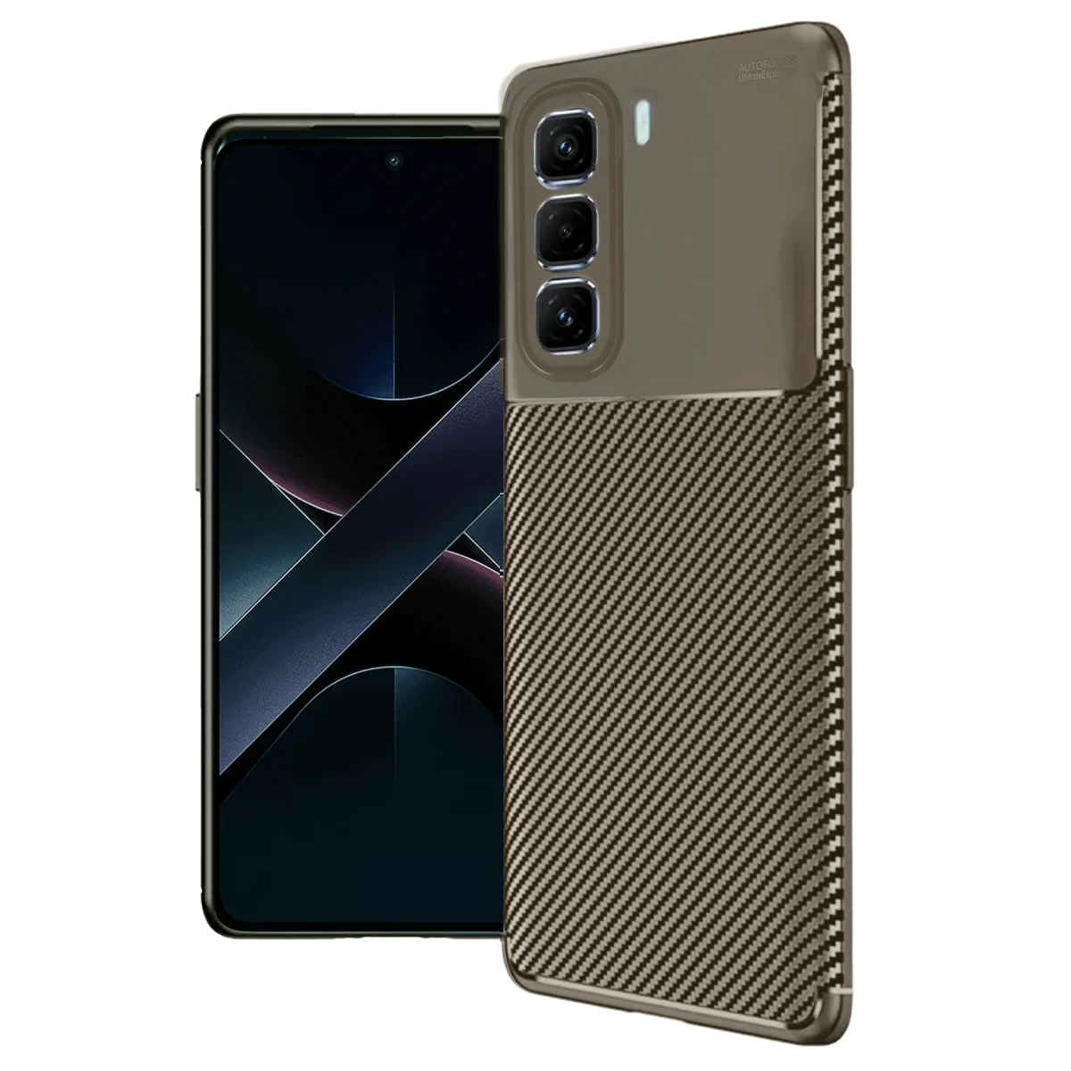 İnfinix Hot 50 4G Kılıf Auto Focus Karbon Kapak - Kahverengi