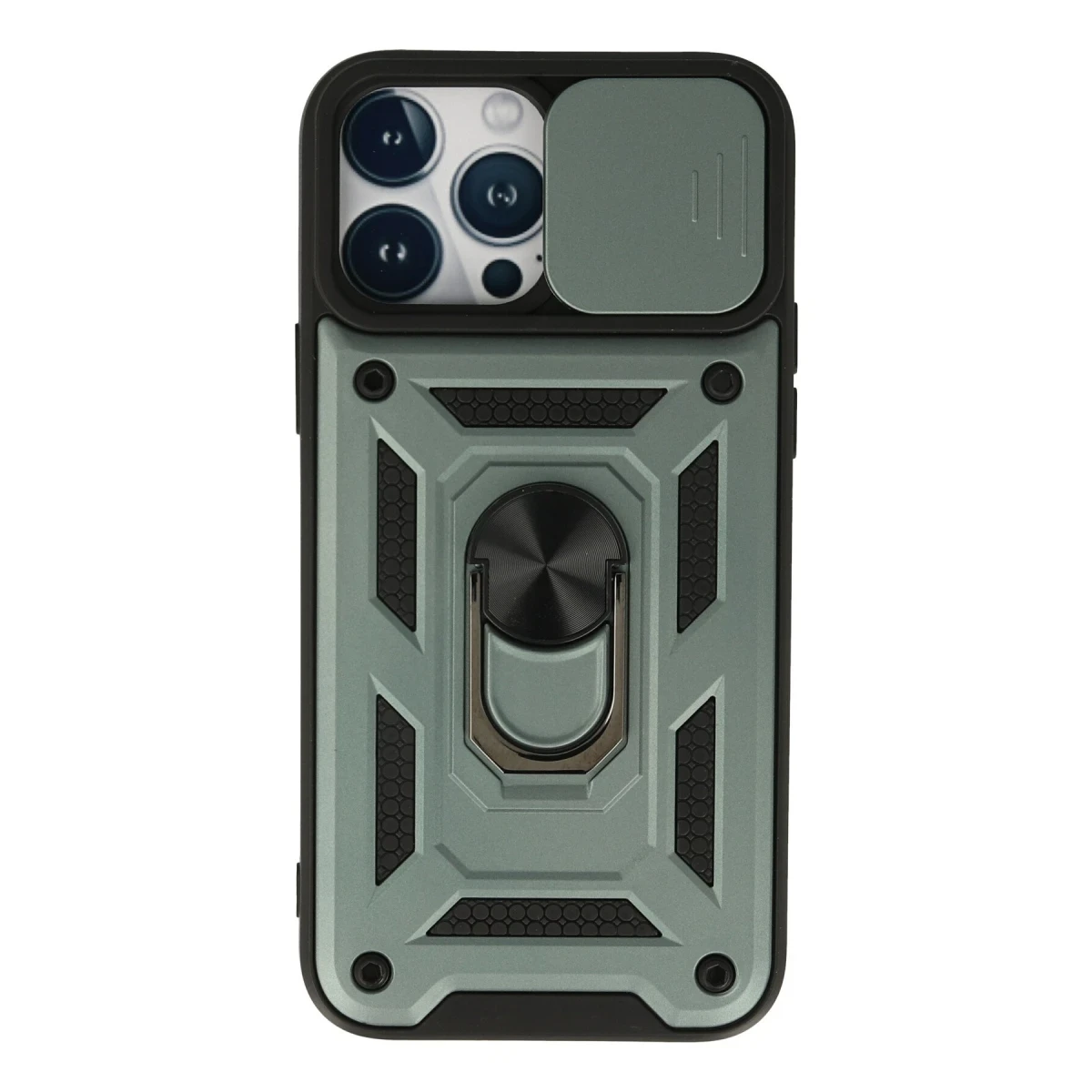 Apple iPhone 13 Pro Kılıf Pars Lens Yüzüklü Silikon - Yeşil