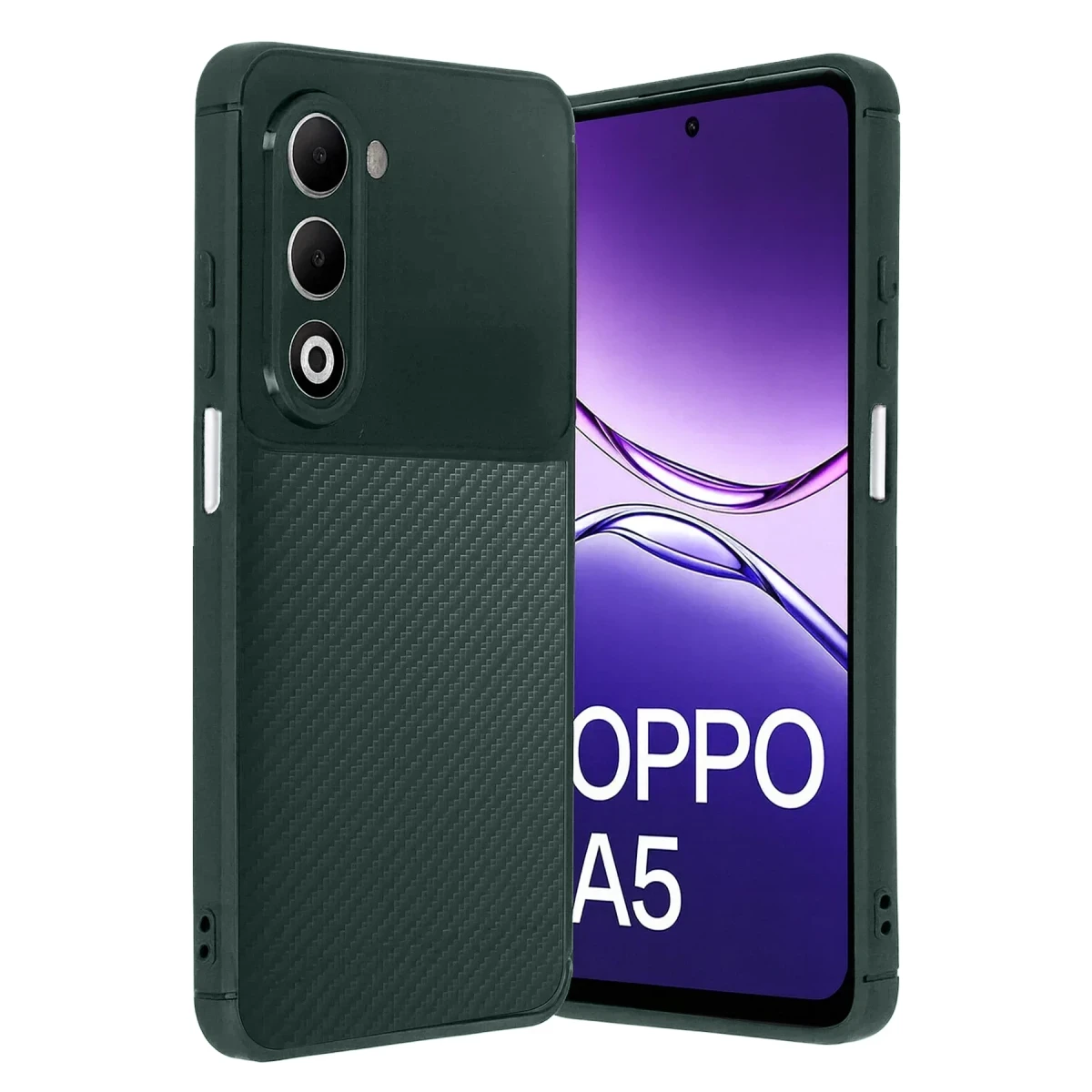 Oppo A5 4G Auto Focus Karbon Kapak - Koyu Yeşil