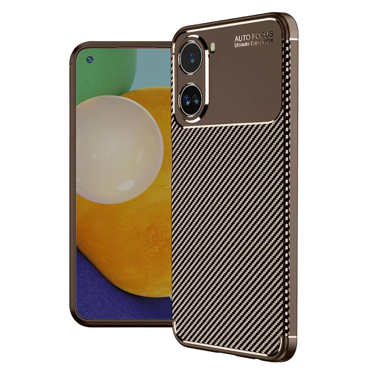 Xiaomi Poco X7 Pro Kılıf Auto Focus Karbon Kapak - Kahverengi