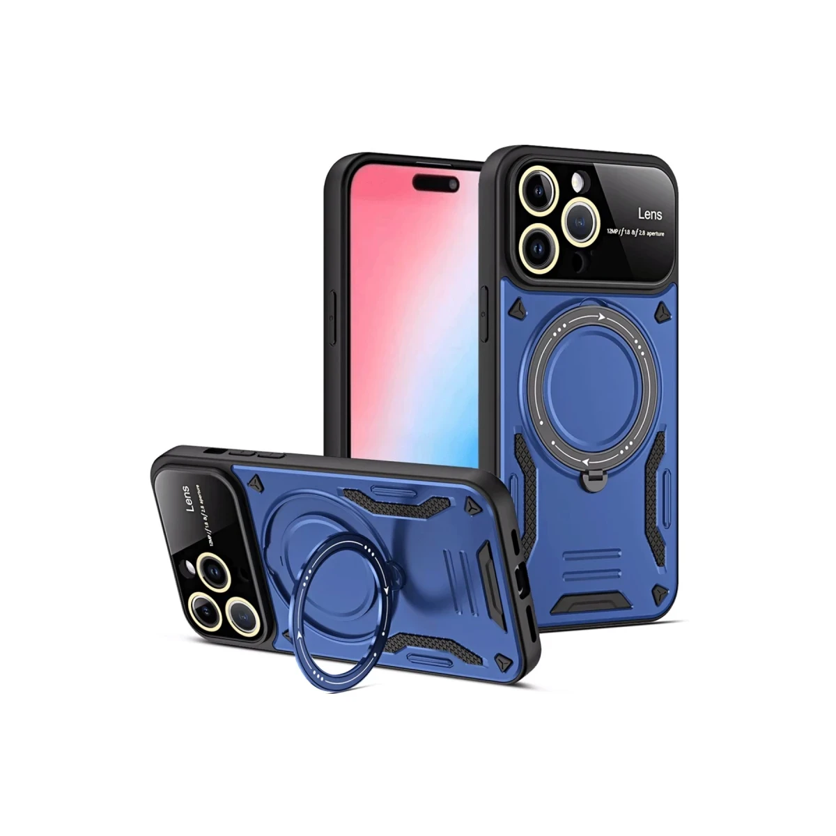 Apple iPhone 16 Pro Kılıf Joy Lens Standlı Kapak - Lacivert