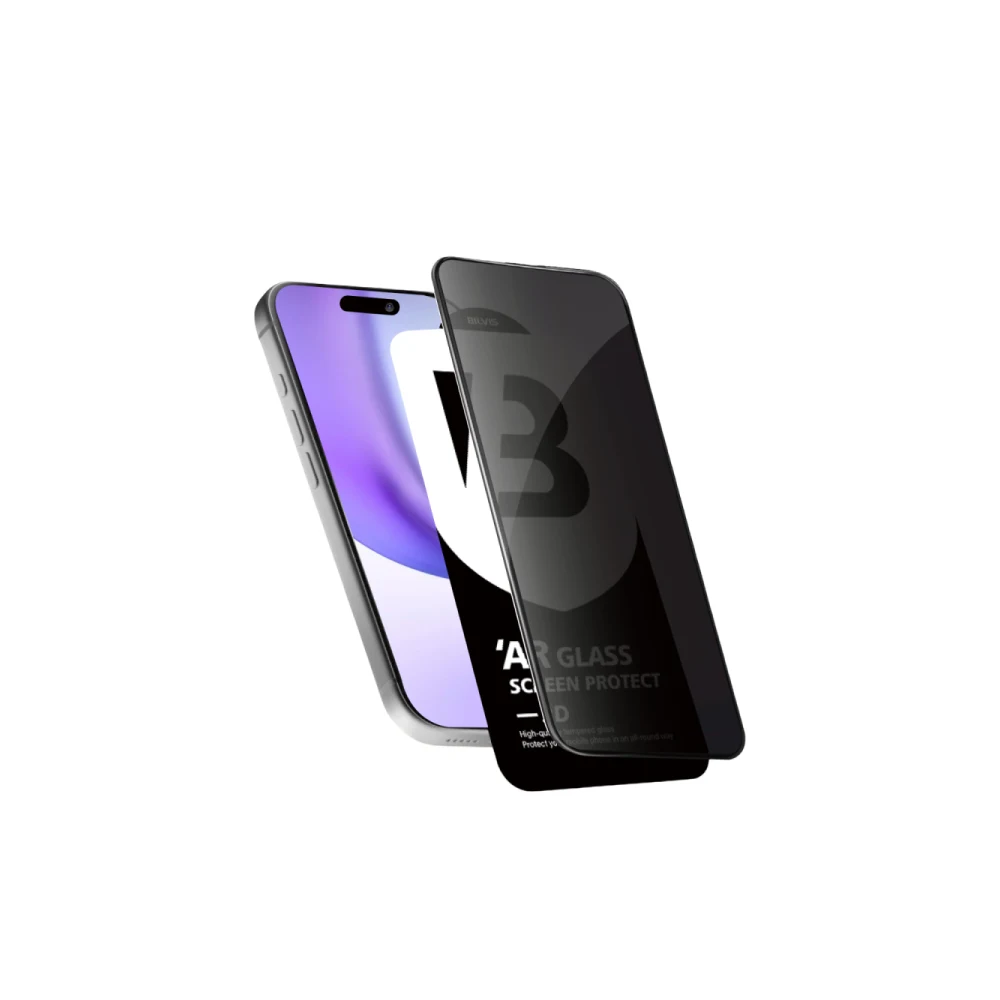 Apple iPhone 18 Pro 5D Privacy Diamond Hayalet Cam Ekran Koruyucu - Siyah