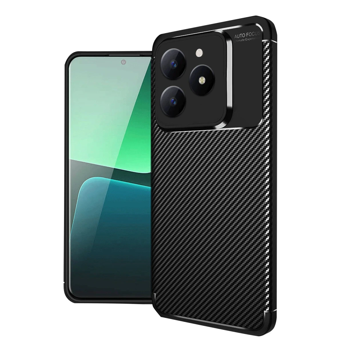 Realme C61 Kılıf Auto Focus Karbon Kapak - Siyah