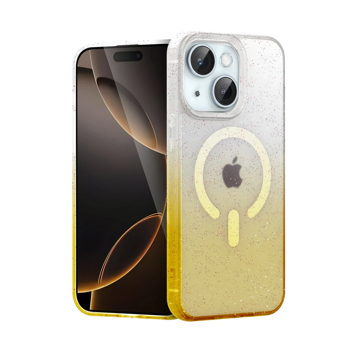 Apple iPhone 14 Pummel Shiny Magsafe Kapak - Gold
