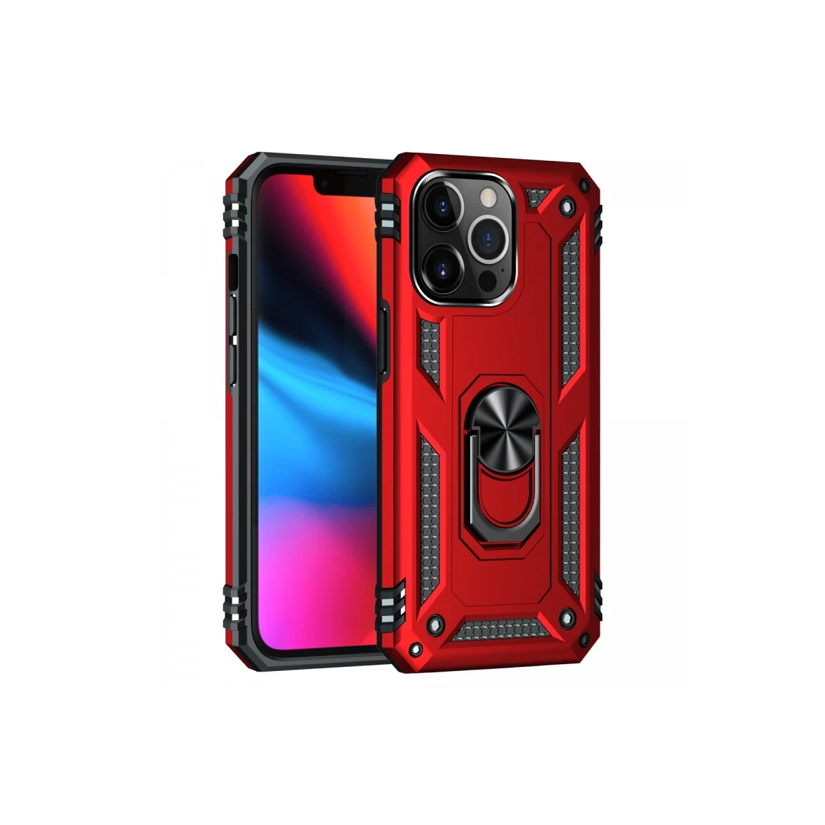Apple iPhone 13 Pro Kılıf Sofya Yüzüklü Silikon Kapak - Kırmızı