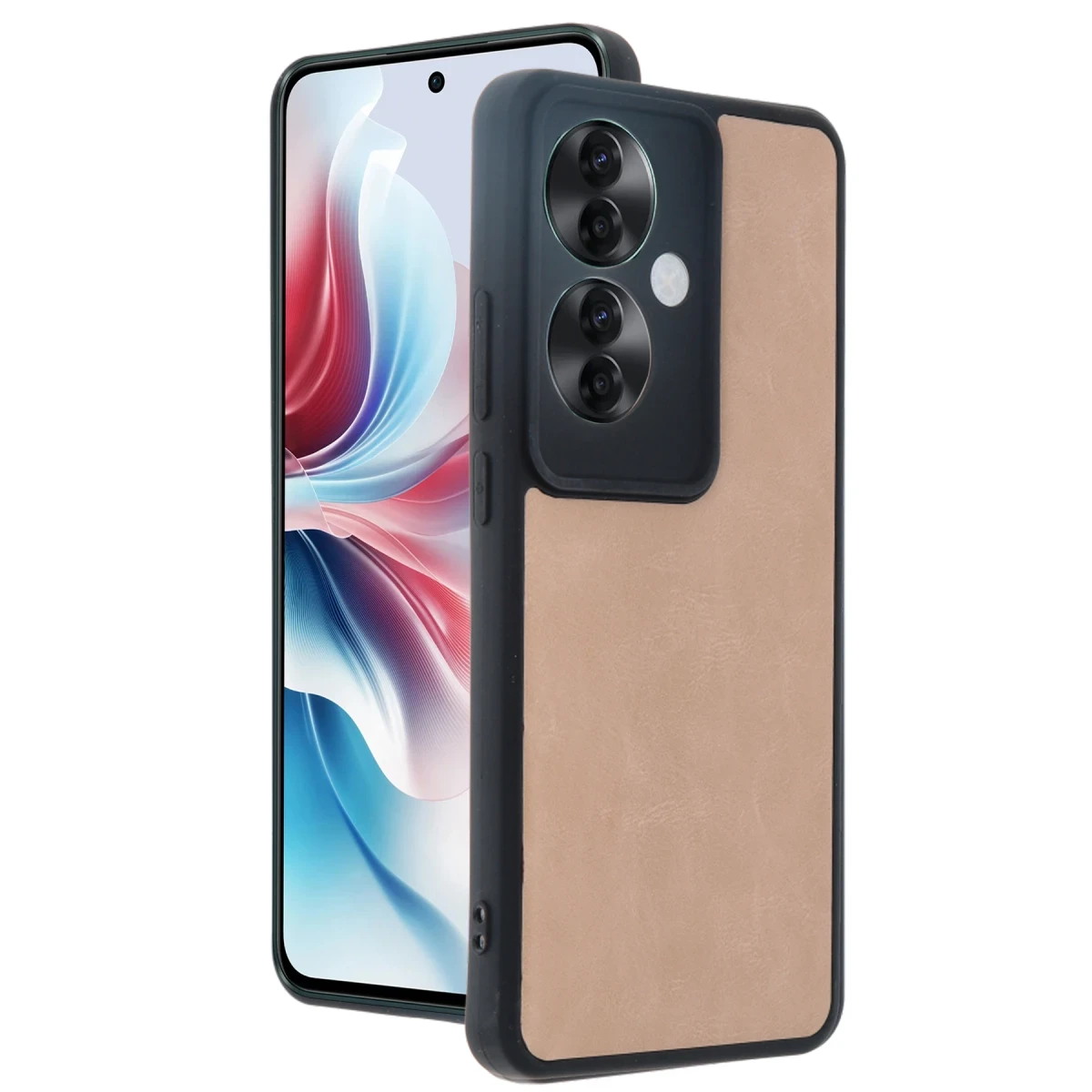 Oppo Reno 11F Kılıf Aras Deri Kapak - Pudra
