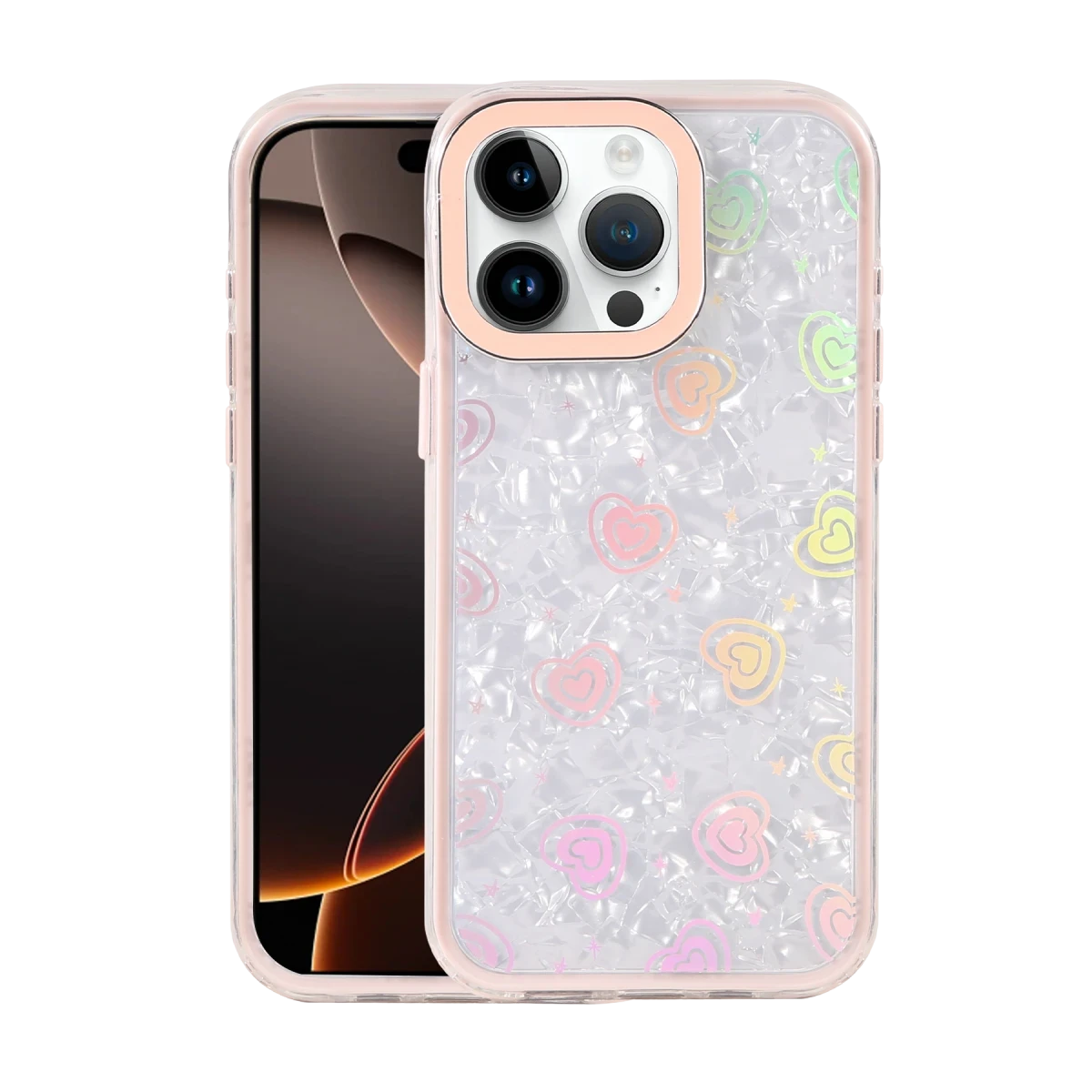 Apple iPhone 15 Pro Lumi Desenli Kapak - Pembe