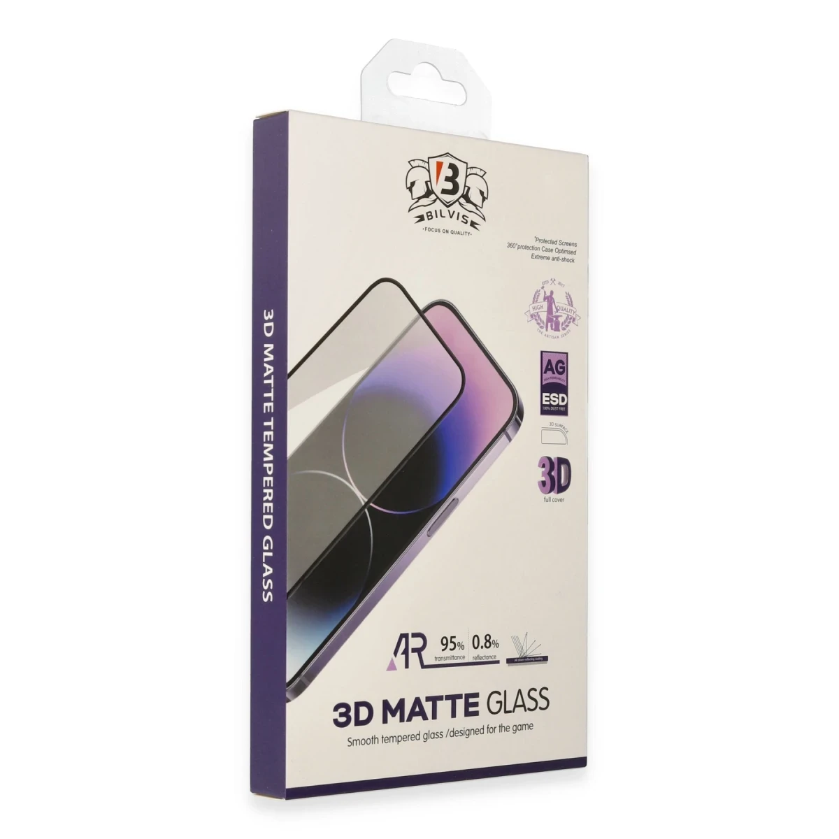 Apple iPhone 15 Pro Max Bilvis 3D Mat Cam Ekran Koruyucu