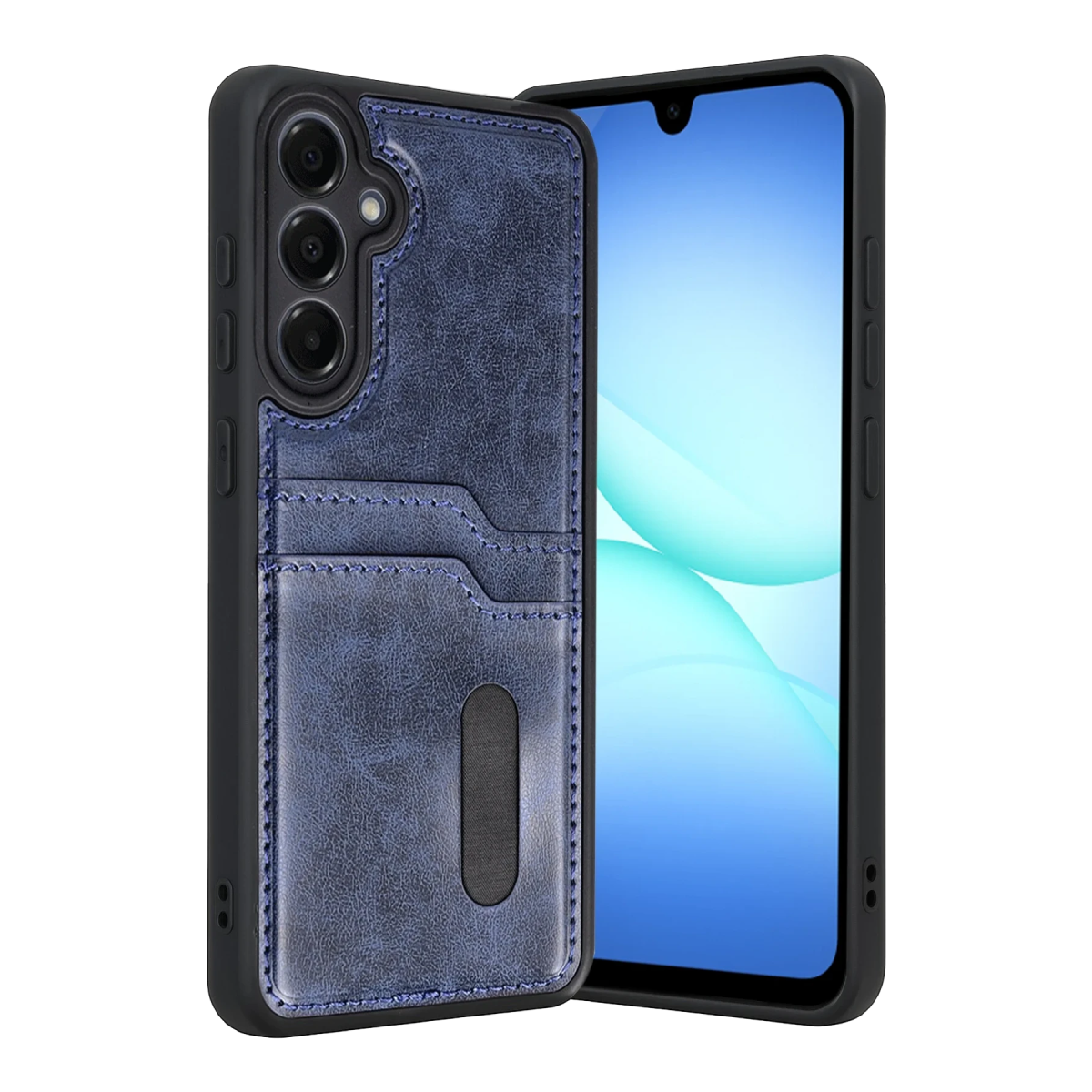 Samsung Galaxy A57 5G Sara Kartvizitli Deri Kılıf - Lacivert