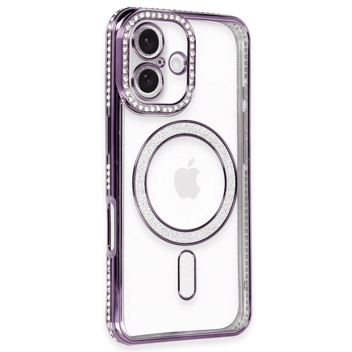 Apple iPhone 16 Kılıf Joke Simli Magneticsafe Kılıf - Derin Mor