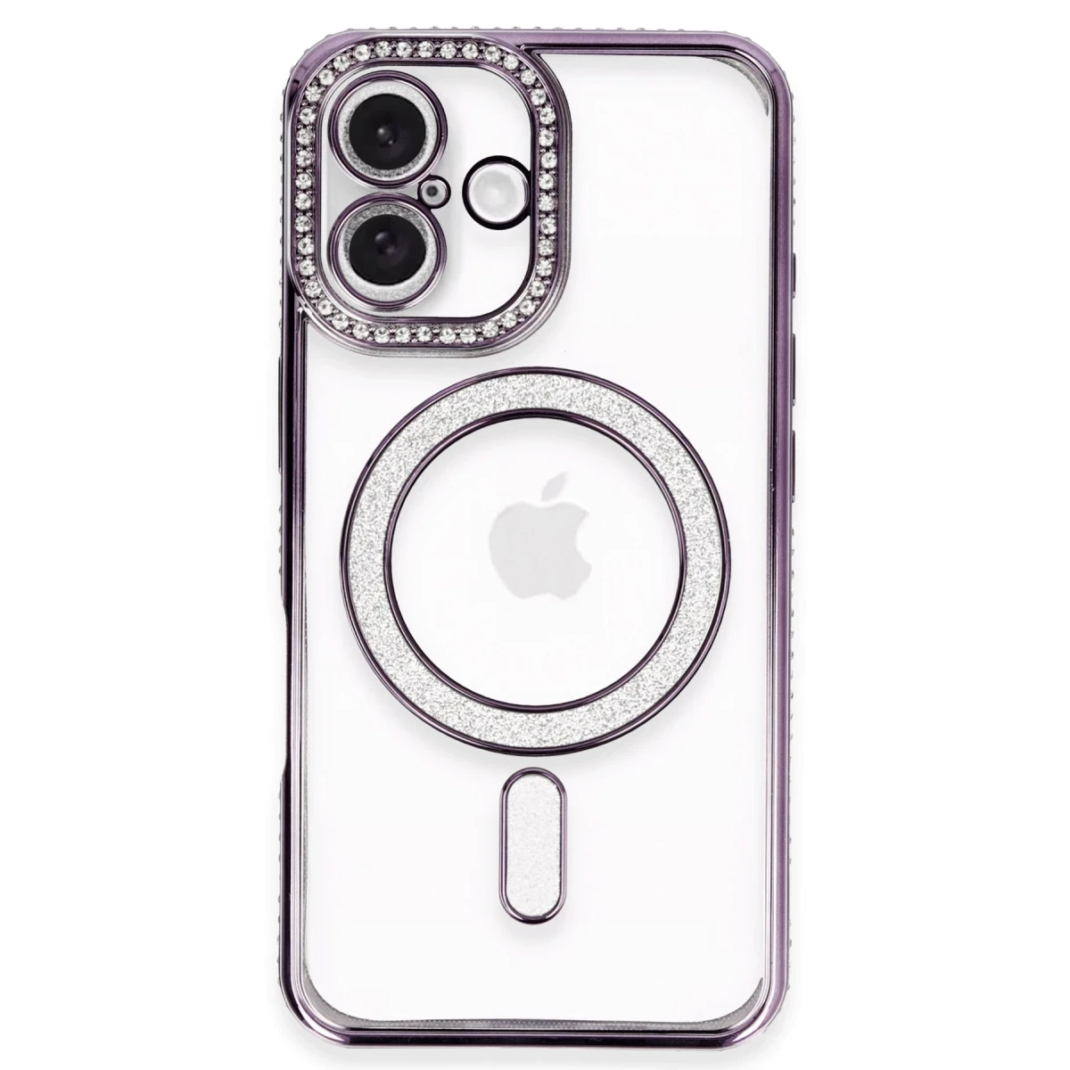 Apple iPhone 16 Plus Kılıf Joke Simli Magneticsafe Kılıf - Derin Mor