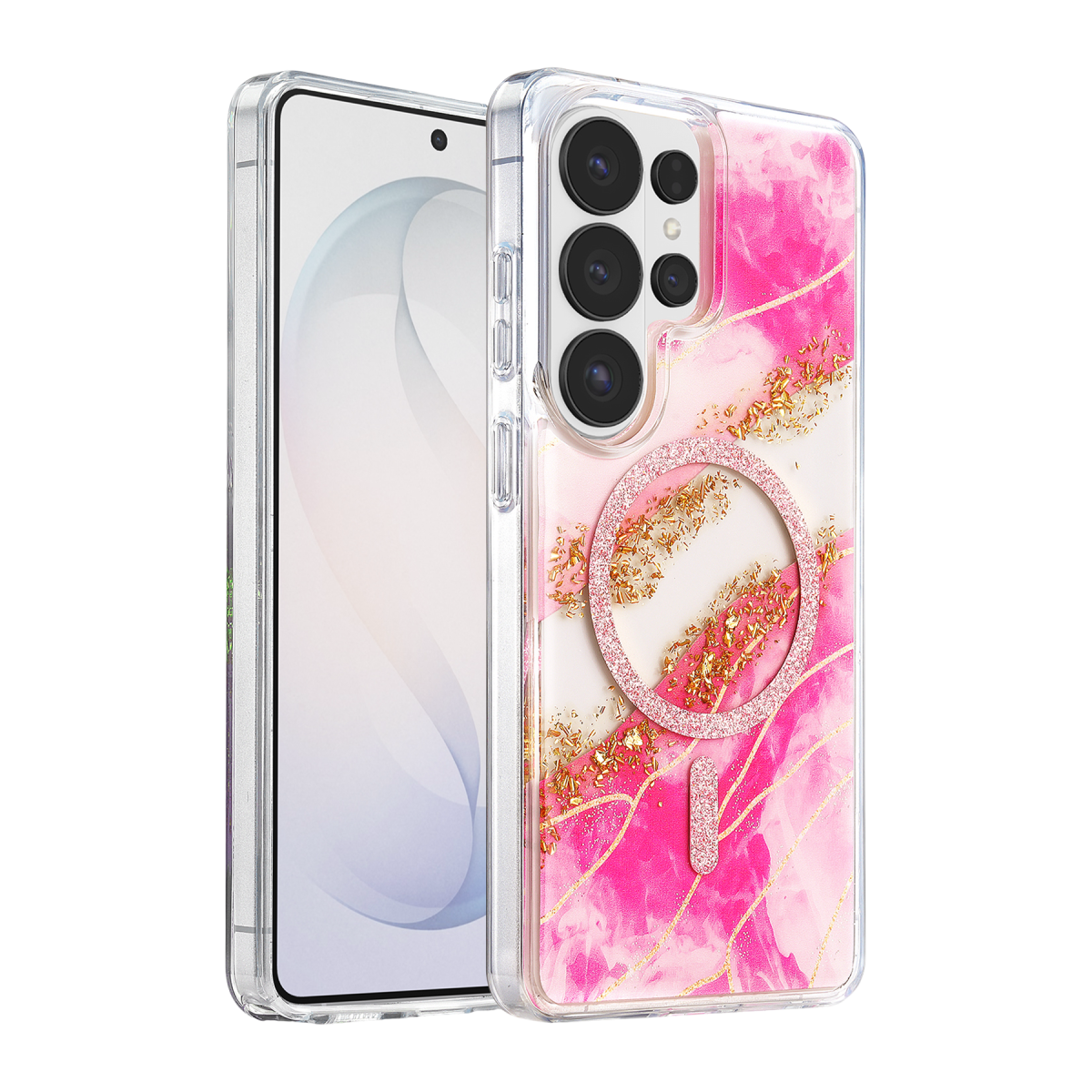 Onegif Samsung Galaxy S26 Ultra Lotus Simli Magsafe Kapak - Pembe