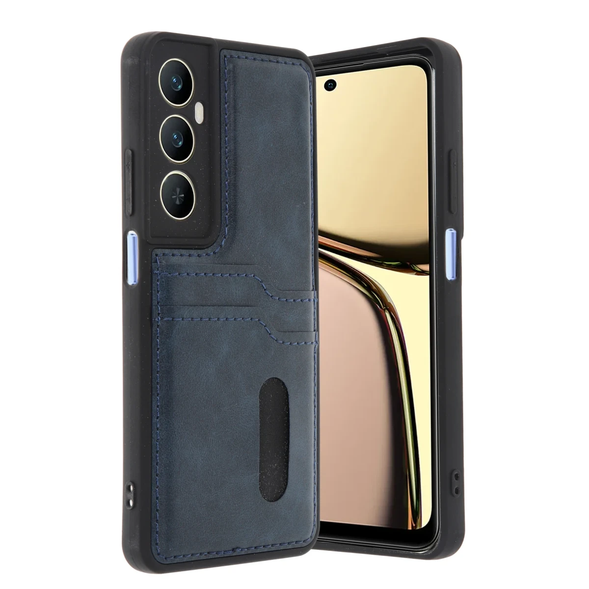 Realme C65 Sara Kartvizitli Deri Kılıf - Lacivert