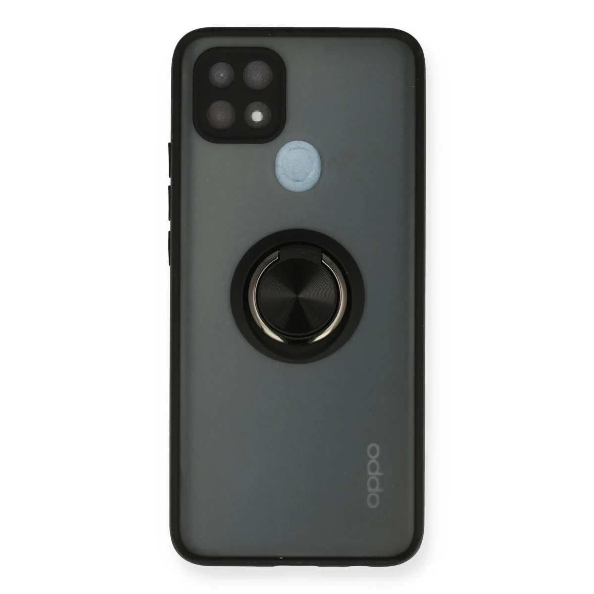 Oppo A15 Kılıf Montreal Yüzüklü Silikon Kapak - Siyah