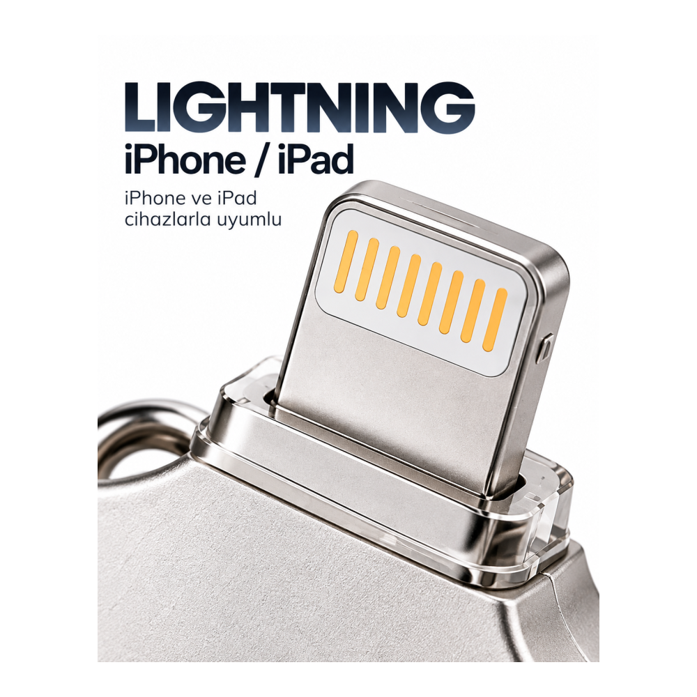 128GB 4’lü Girişli Flash Bellek Lightning Type-C USB-A MicroUSB Telefon Tablet Bilgisayar Uyumlu