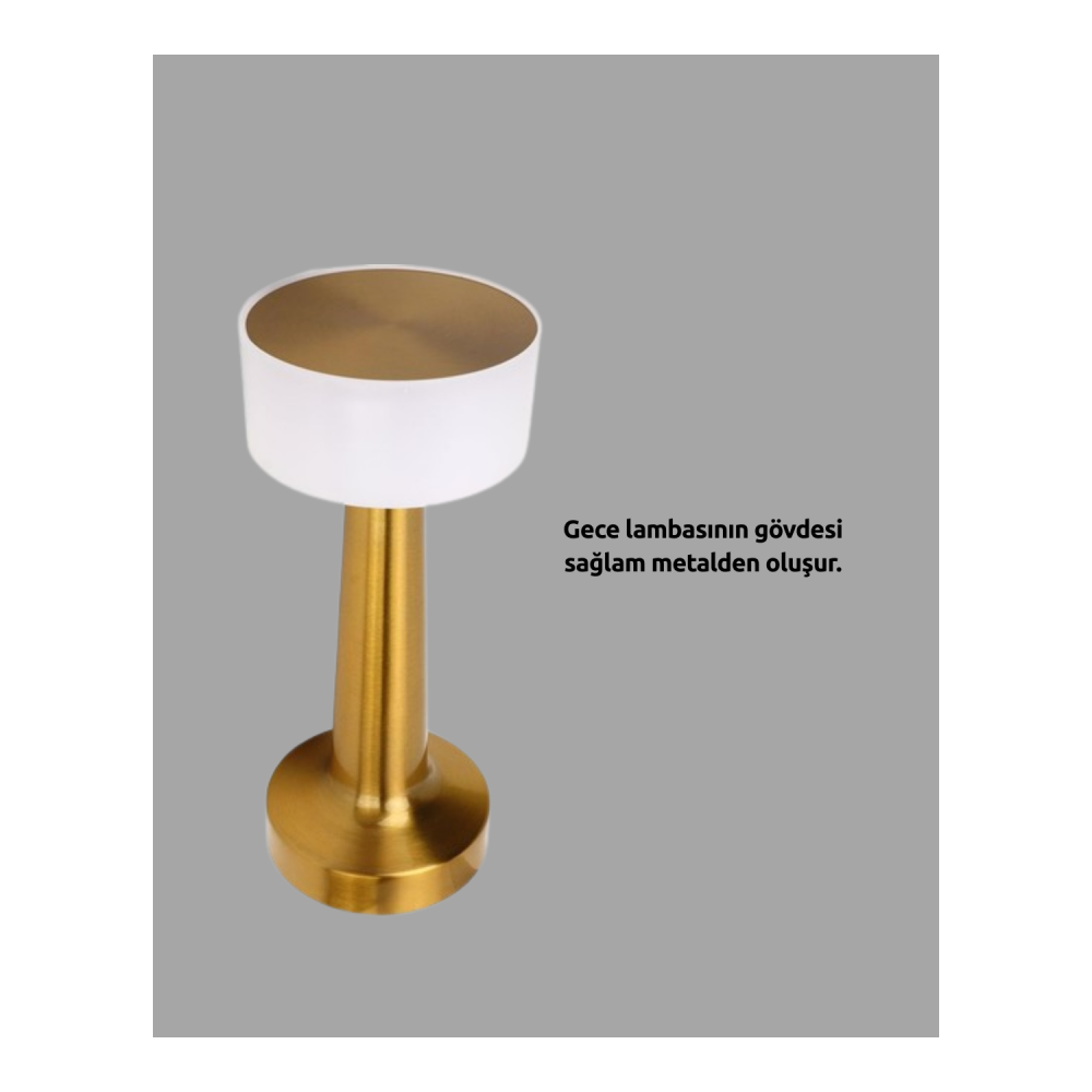 Touch Gece Lambası Dokunmatik Kontrol, Kablosuz Kullanım, Metal Gövde