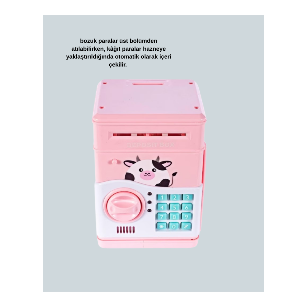 Pembe Elektronik Şifreli Otomatik Para Çeken ATM Kumbarası