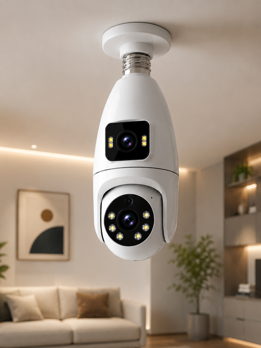 Çift Lens Wi-Fi Ampul Kamera ve Mobil Kontrol Yüksek Çözünürlüklü