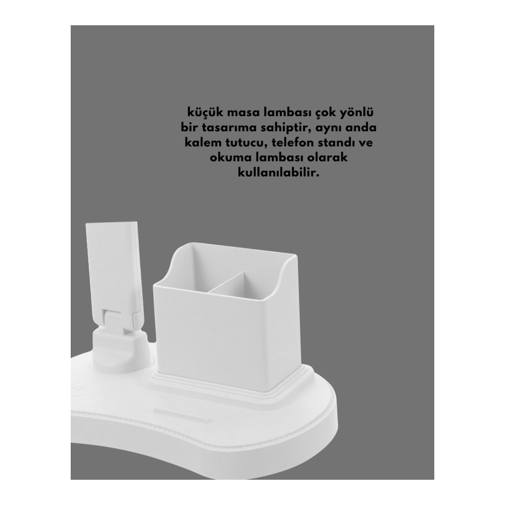 Ayarlanabilir Kısılabilir LED Masa Lambası | Entegre Kalemlik ve Telefon Tutucu Özellikli Yeni Nesil
