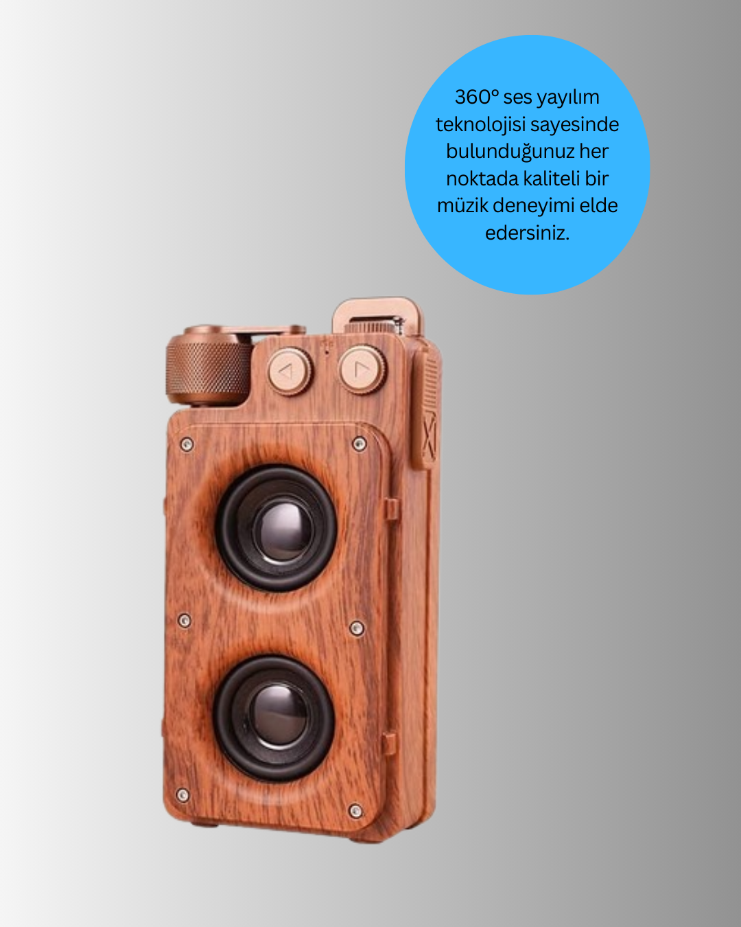 Retro Radyo Tasarım Bluetooth Hoparlör 1800mAh Uzun Çalma Süresi