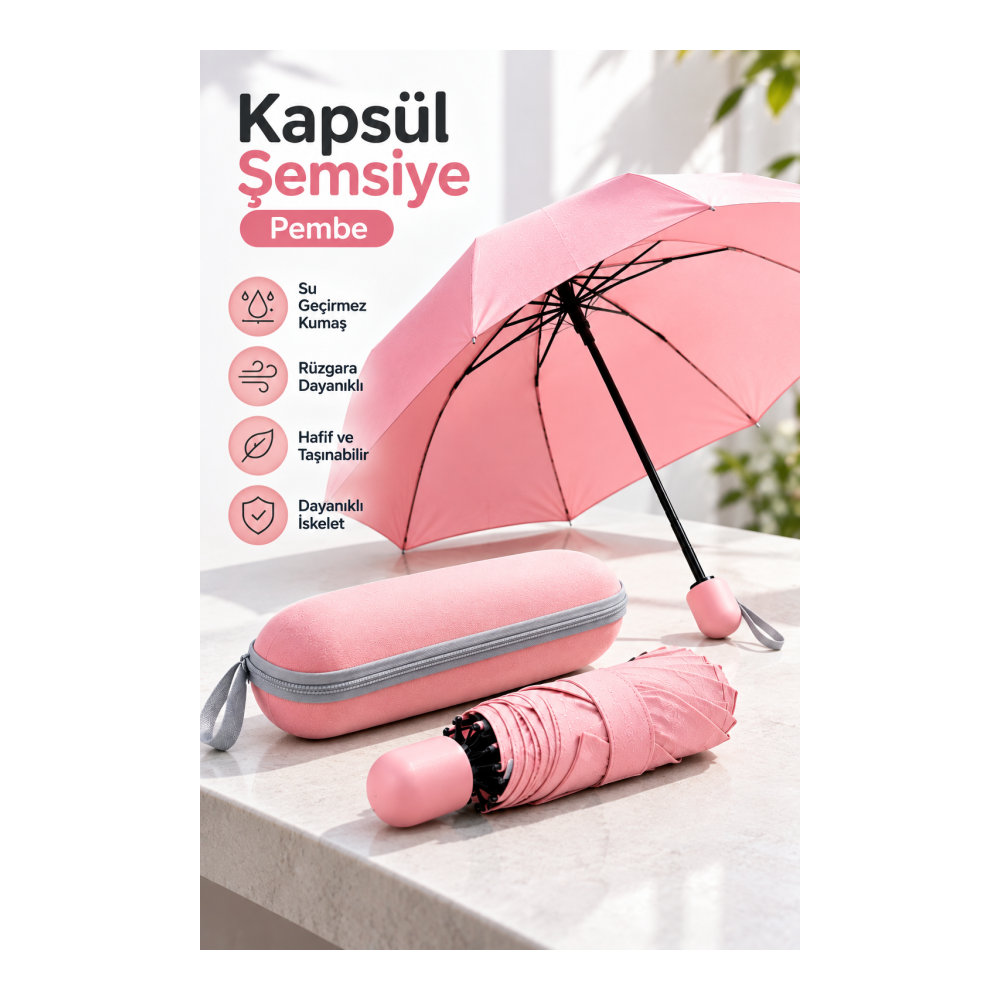 KAPSÜL ŞEMSİYE PEMBE