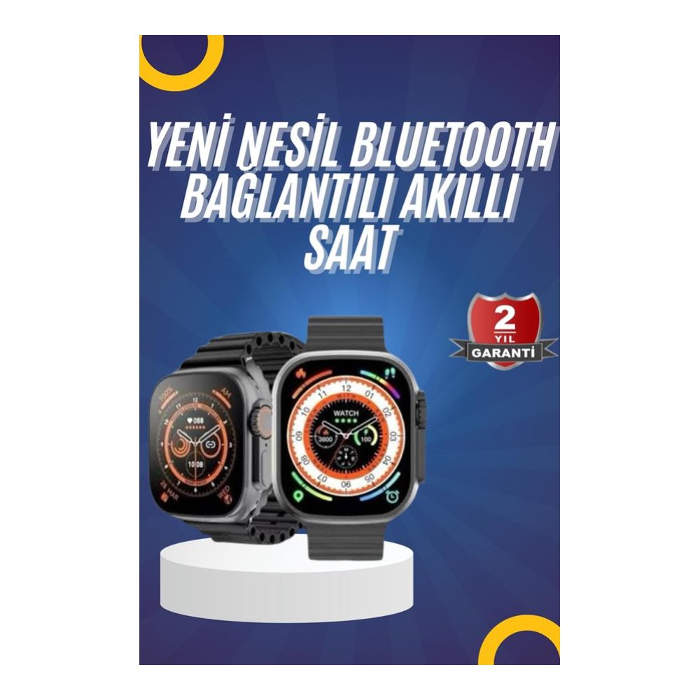 Yeni Model Akıllı Saat Ultra Smart Watch Gümüş Kasa 45mm Titreşim