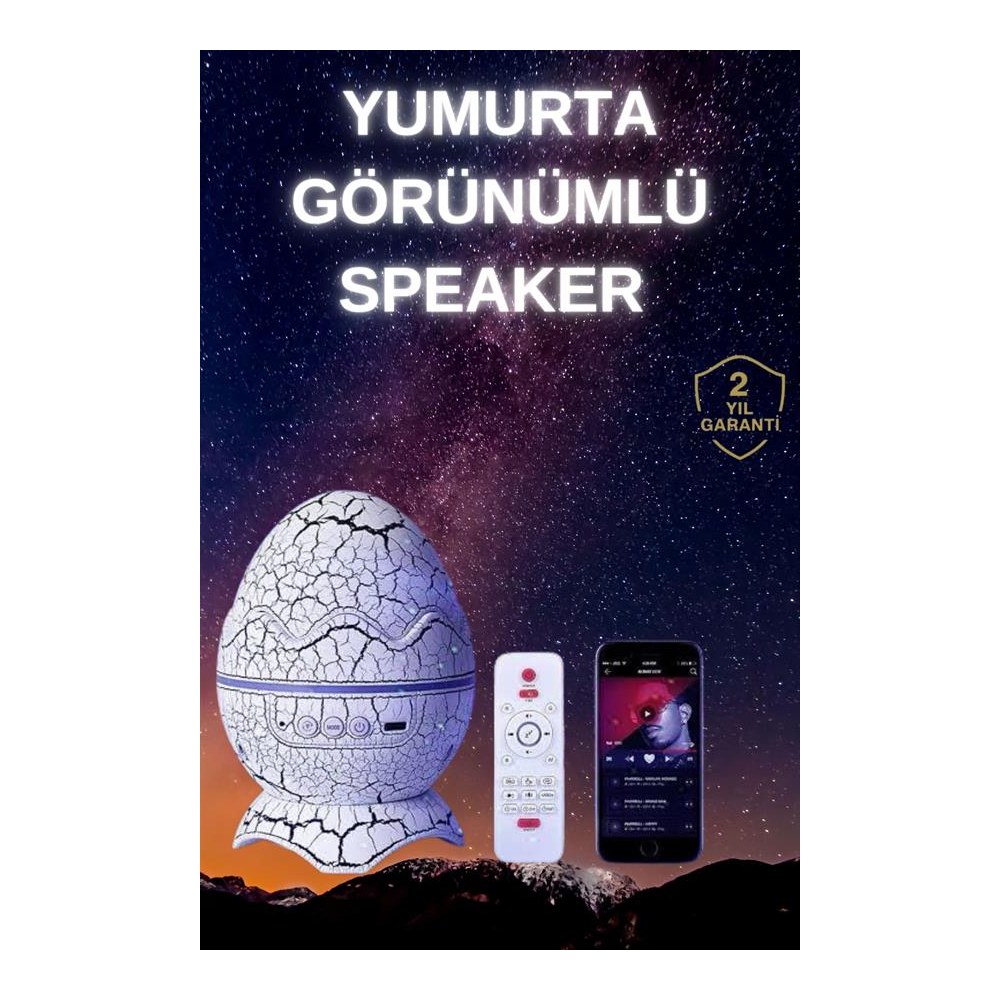 Yumurta Şeklinde Su Dalgalı Bluetooth Speaker Lamba Renkli Şarjlı Yeni Nesil