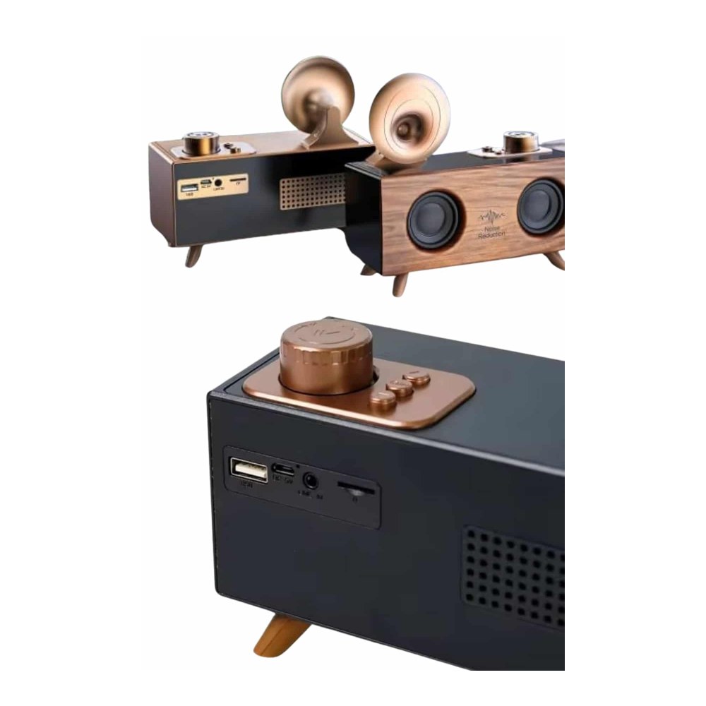 Bluetooth Nostalji Speaker Radyo Gramofon Ahşap Renk Vintage Yeni Nesil