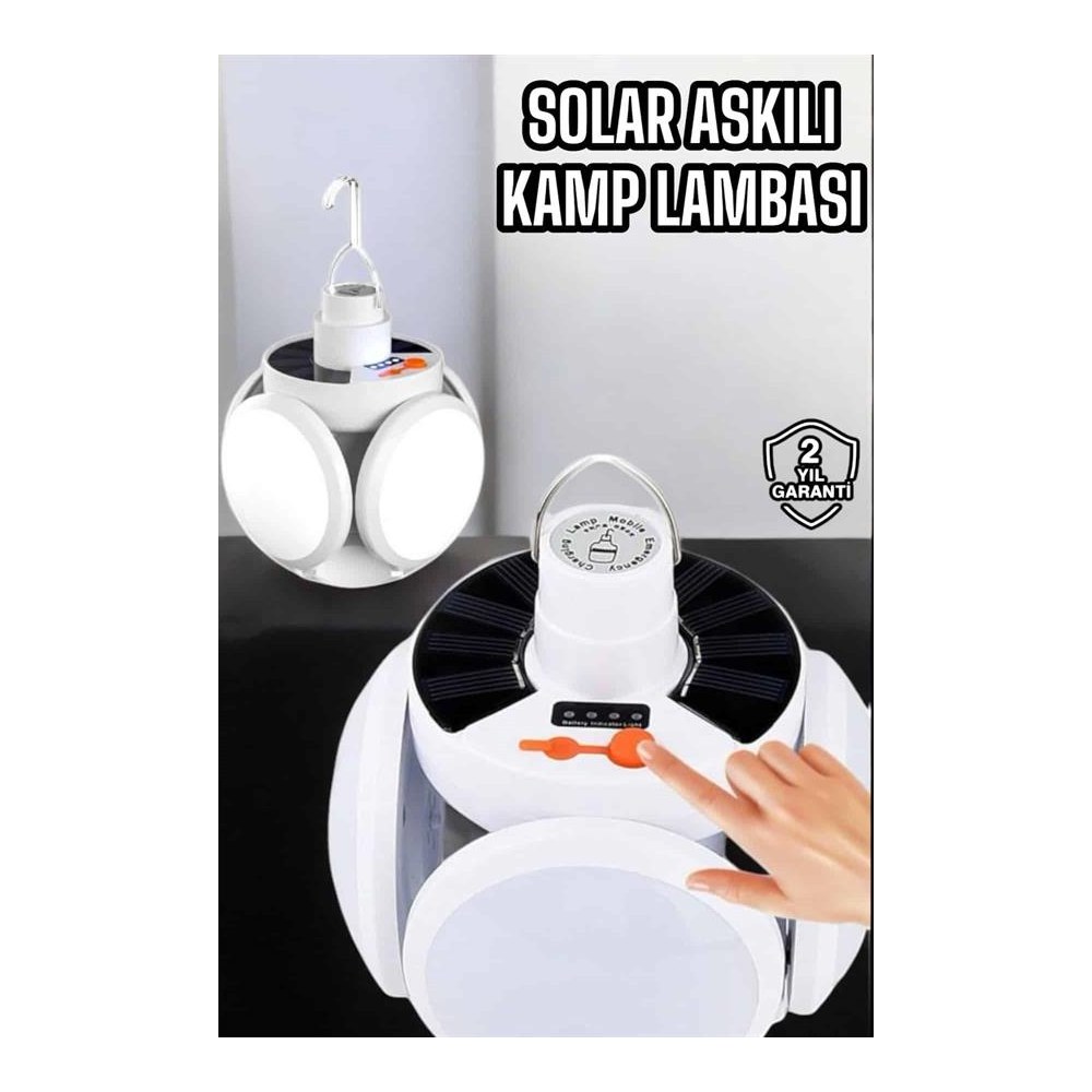 Katlanabilir Taşınabilir Kamp Lambası Işıldak Beyaz Işık Güneş Enerjili Solar Aydınlatma Yeni Nesil