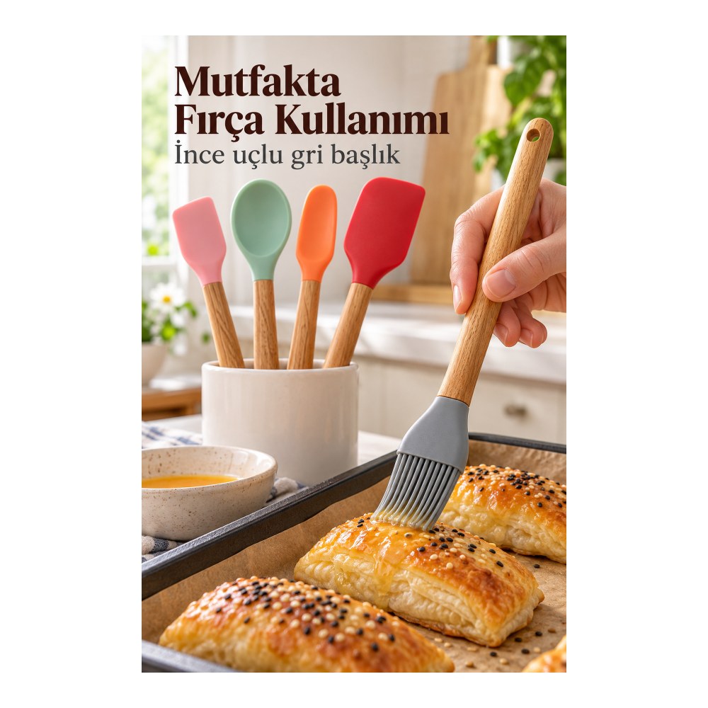 Spatula ve Fırça Seti Renkli Mutfak Gereçleri