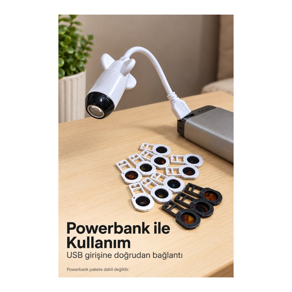 Roket Şeklinde Projeksiyon Lambası Değiştirilebilir Görsel Kartlı