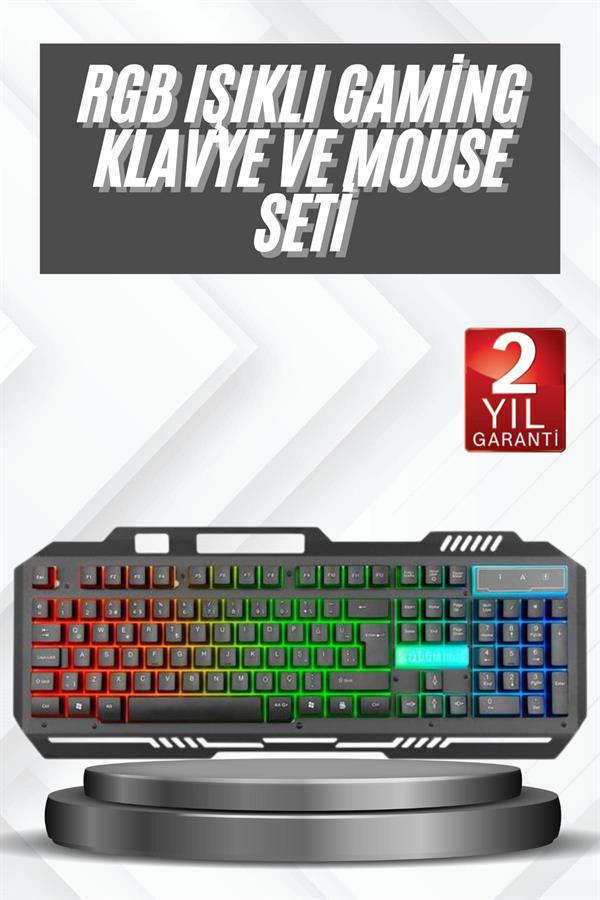 Işıklı Oyuncu Q Klavye Mouse Seti Siyah Gaming Oyuncu Klavye