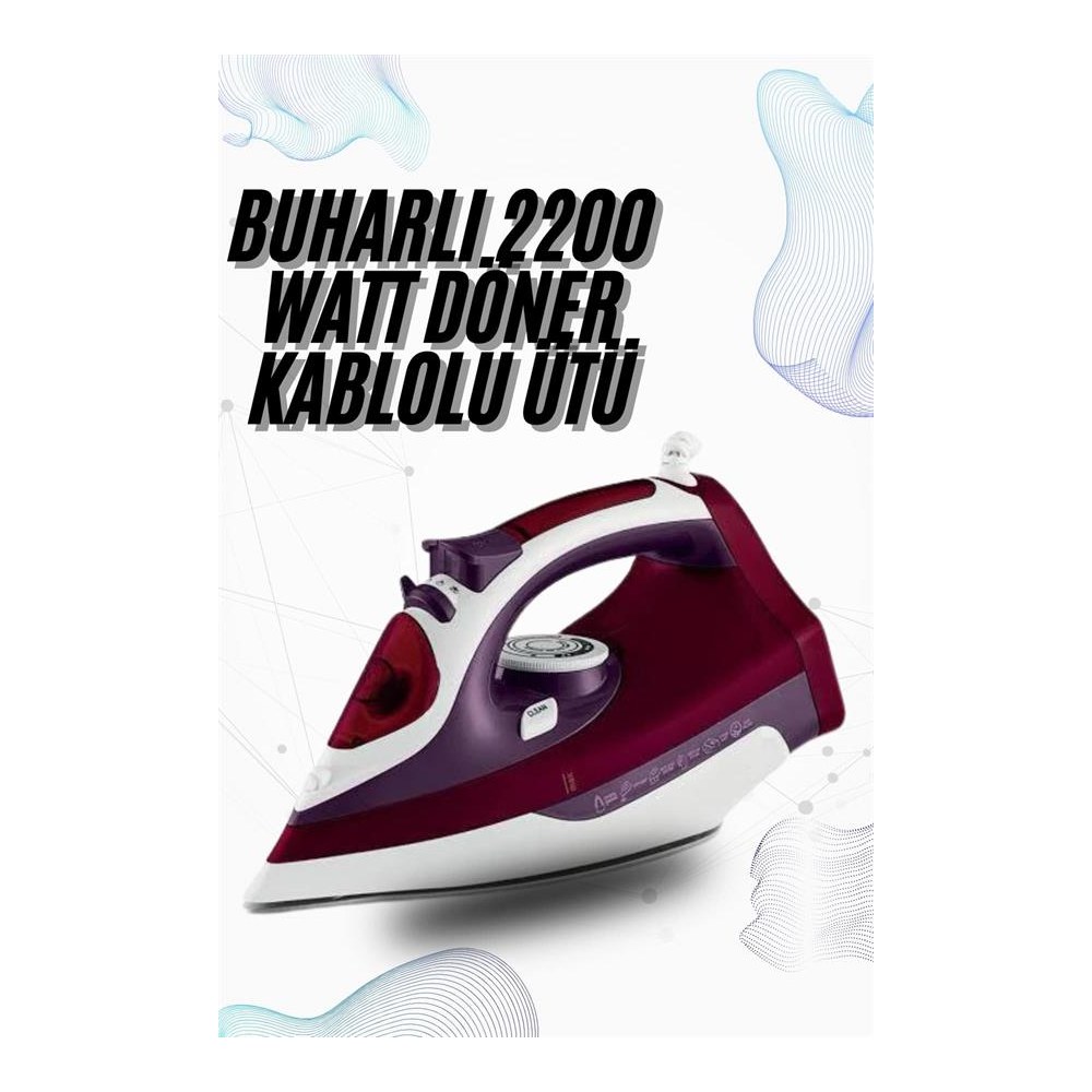 Buharlı Kablolu Ütü 2200 Watt Kireçlenme Önleyici Şok Buharlı Yeni Nesil