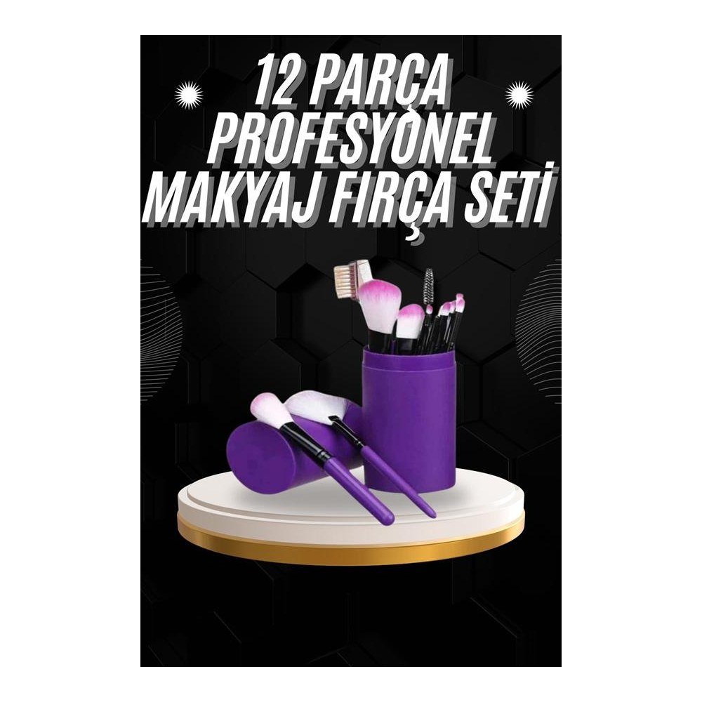 12 Parça Profesyonel Makyaj Fırçası Far Fırçası Allık Fırçası Yumuşak Kıllı