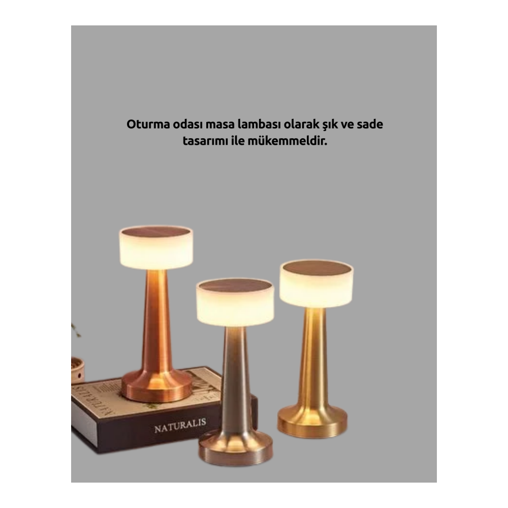 Modern USB'li Kablosuz Masa Lambası – Minimalist Tasarım, 3 Farklı Parlaklık