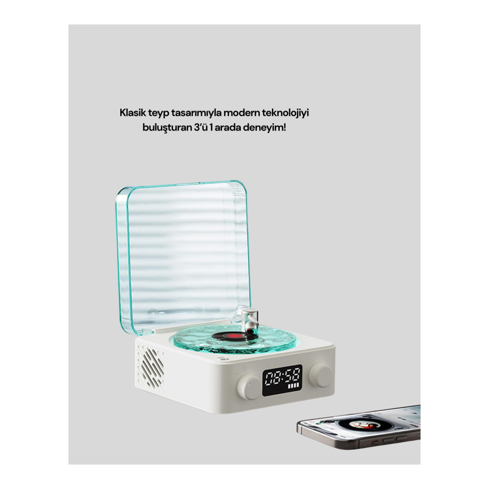Stereo Sesli Gece Lambalı Bluetooth Hoparlör – Şık Vintage Tasarım