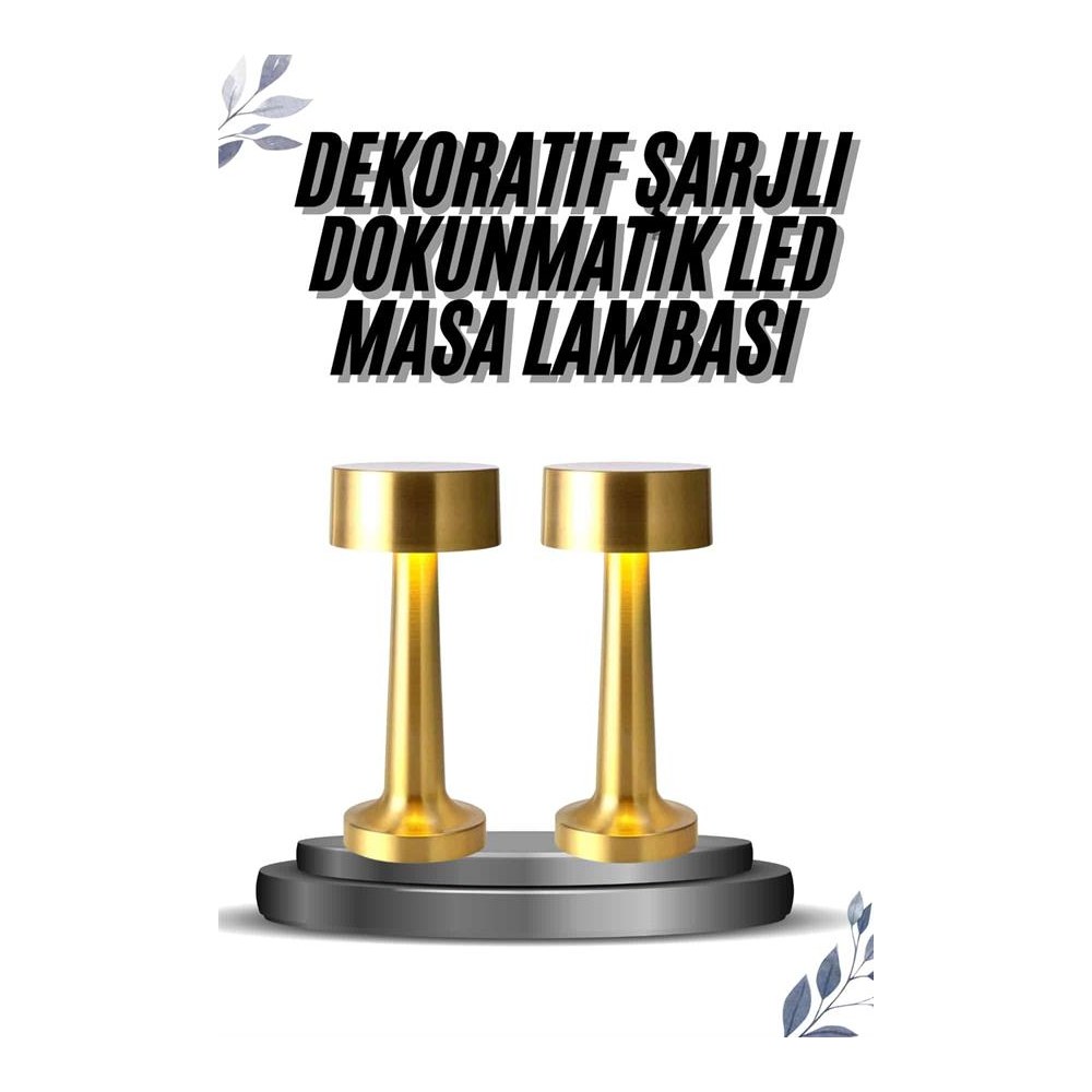 Kablosuz Renkli Masa ve Gece Lambası Altın Rengi Dokunmatik Led Lamba