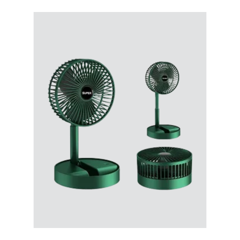 Şarjlı Katlanabilir Mini Fan – 3 Kademe Hız Ayarı, Taşınabilir Tasarım