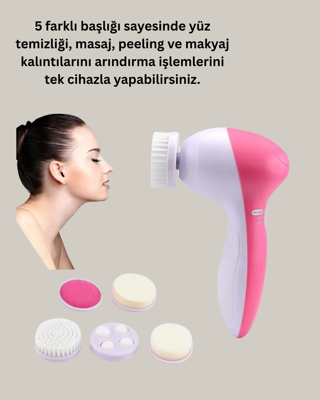 Taşınabilir 5 in 1 Elektrikli Cilt Temizleyici