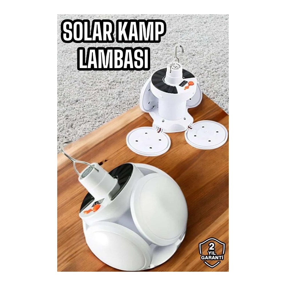 Kamp Lambası Işıldak Beyaz Işık Güneş Enerjili Solar Aydınlatma 5 Kanatlı Katlanabilir Yeni Nesil