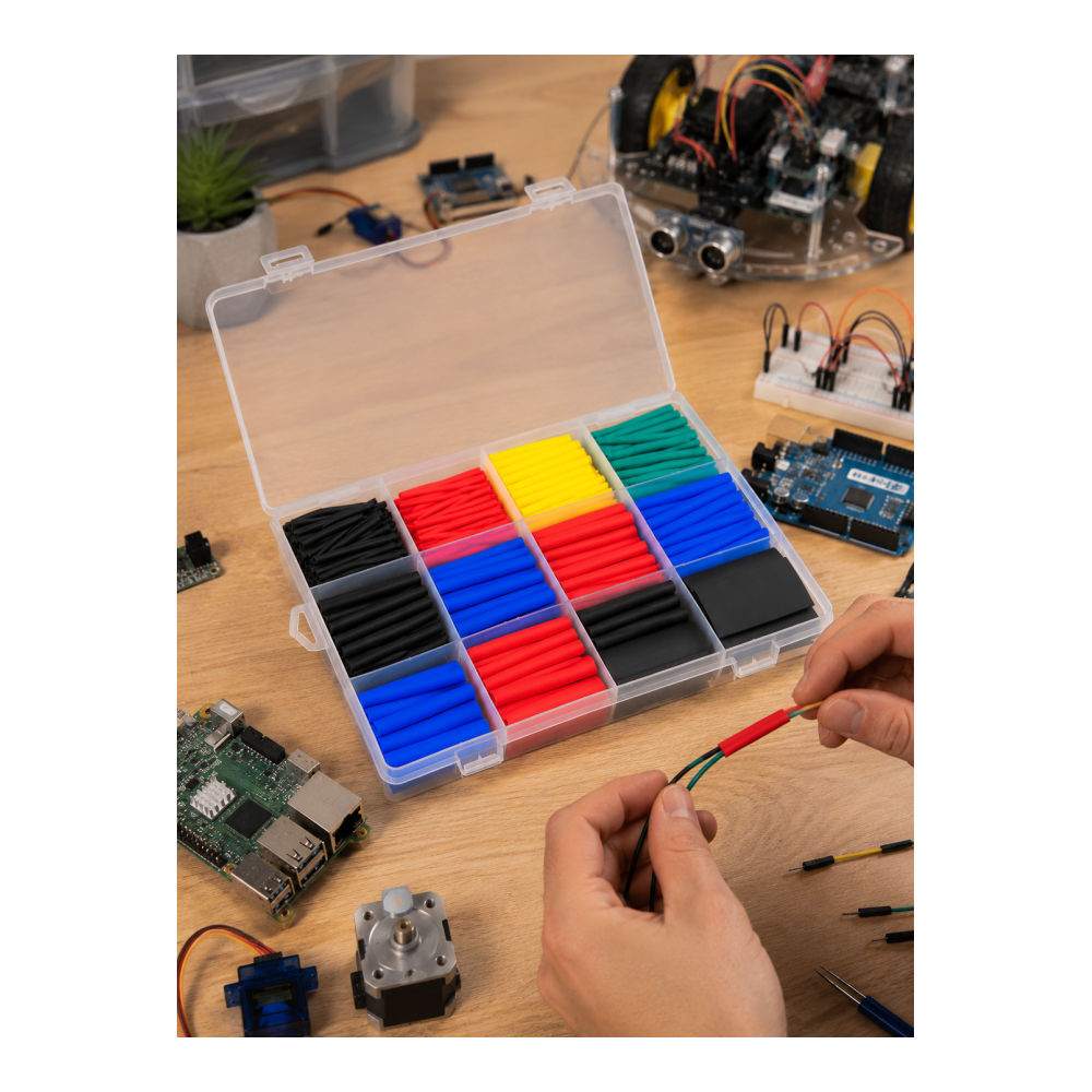 560 Parça Kablo İzolasyon Makaron Seti 12 Ölçü 5 Renk Heat Shrink Tube Organizer Kutulu