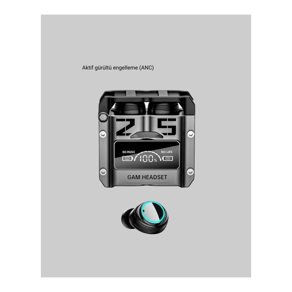 Kablosuz Bluetooth 5.3 Kulaklık – Aktif Gürültü Engelleme ve Gecikmesiz Oyun Modu