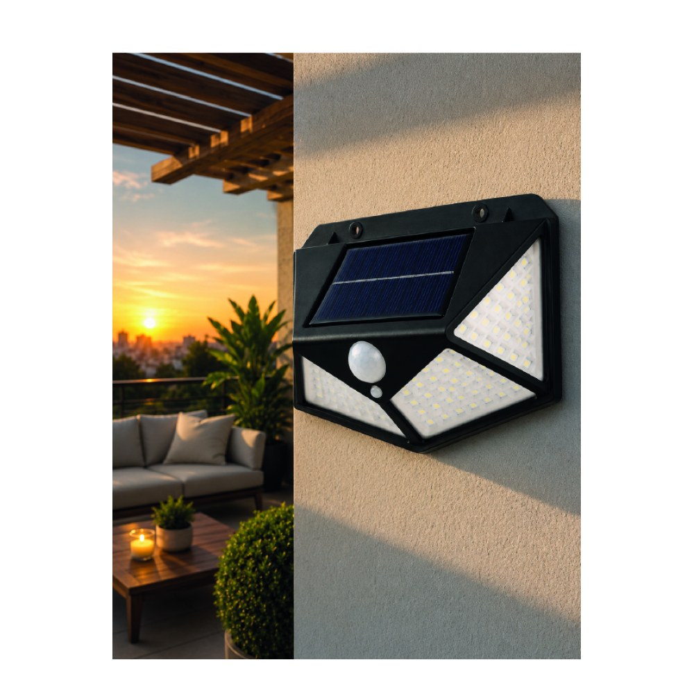 Sensörlü Solar Bahçe Lambası Geniş Açılı LED Aydınlatmalı Balkon Garaj ve Bahçe Işığı