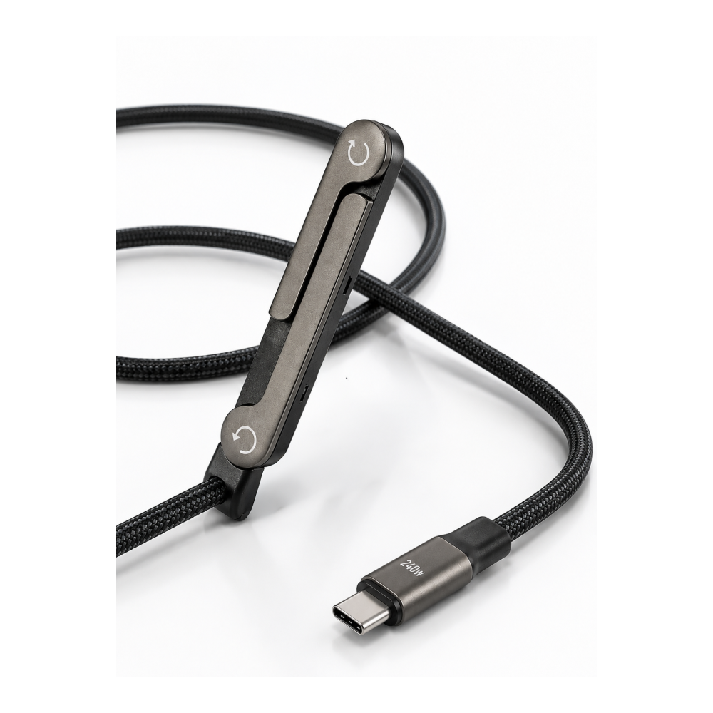 240W Type-C to Type-C Katlanabilir Standlı Hızlı Şarj Kablosu