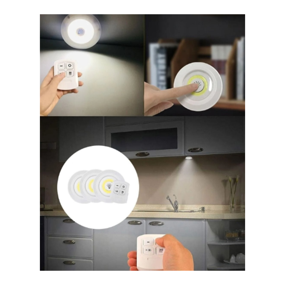 Kablosuz 3 Lü Spot Led Lamba Seti Uzaktan Kumandalı Enerji Tasarruflu Aydınlatma