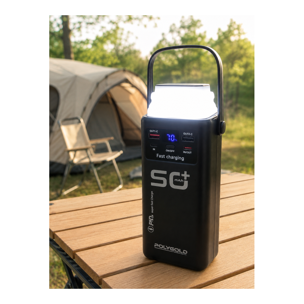 Yüksek Kapasiteli 50.000 mAh Powerbank 22,5 W Hızlı Şarj 4 Dahili Kablo LED Aydınlatma