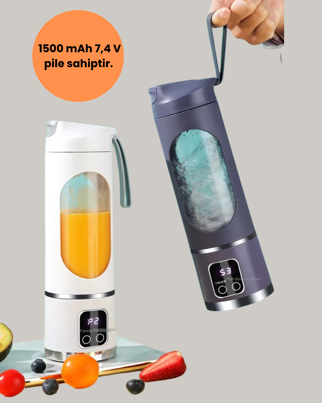 Şarjlı Blender – 12 Bıçaklı, 450 ml Kapasiteli, Taşınabilir Tip-C Mikser