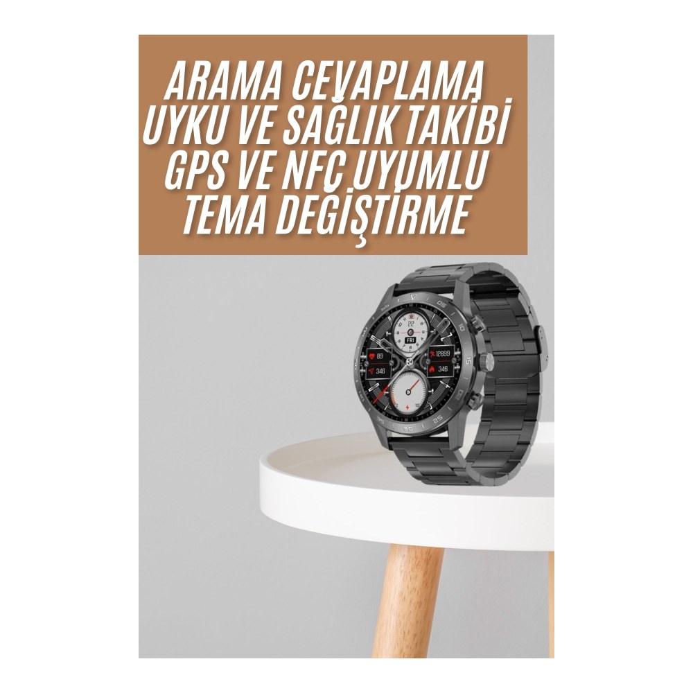 Akıllı Saat Çelik Kordon Çağrı Cevaplama Amoled Ekran Titreşimli Uyku ve Sağlık Takibi Yeni Nesil