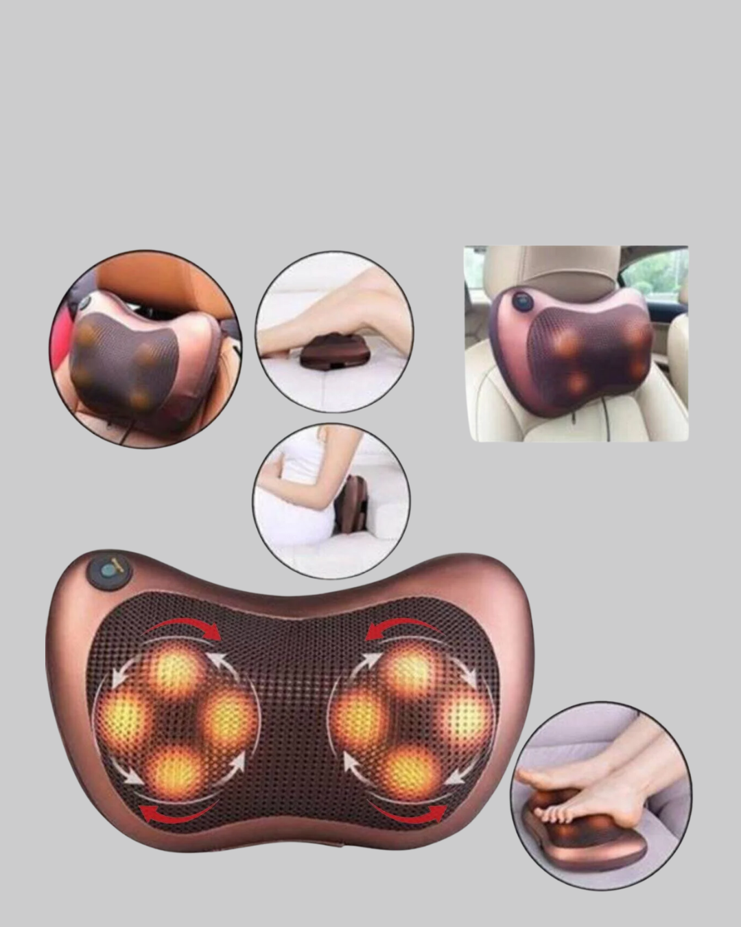 Çok Fonksiyonlu Boyun Bel Sırt Masaj Yastığı Araç İçi Uyumlu